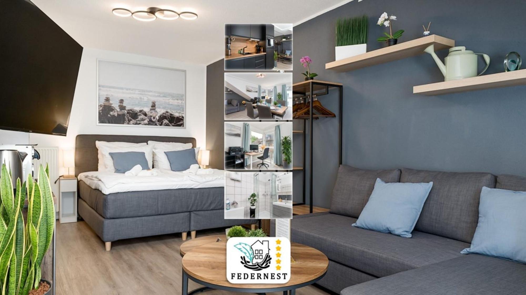 Federnest - Luxus-Studio - Kingsize Boxspringbett - Home-Office Mit Monitor Und Drucker - 11 Min Hbf Duisburg Buitenkant foto